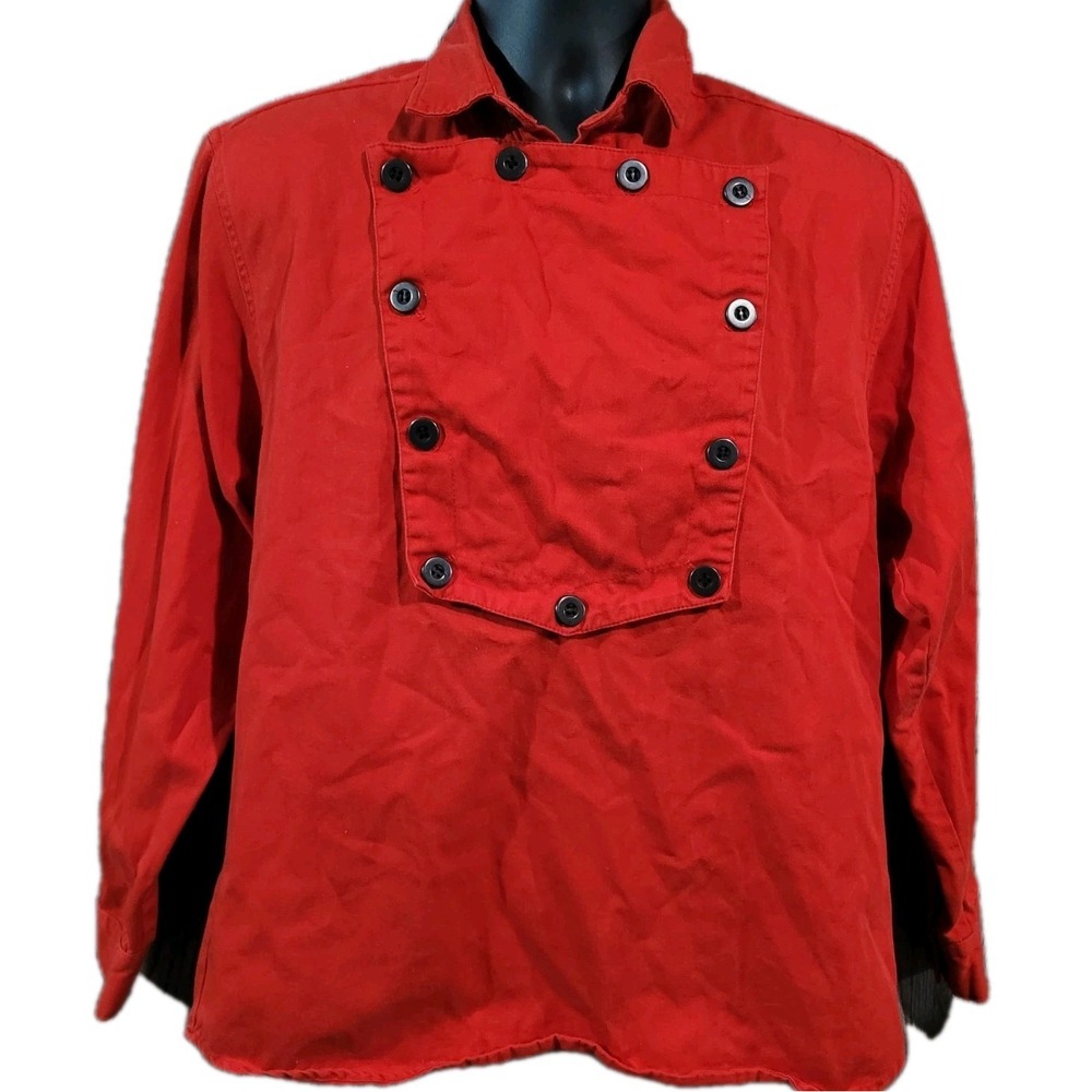 Vintage WAH Maker True West Bib Shirt Size M Red Western Cowboy Made in USA